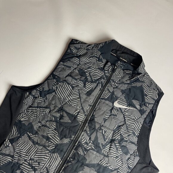 Nike Thermosoft reflective running vest Mens XL Grey Geometric patterns Full Zip - Picture 3 of 11